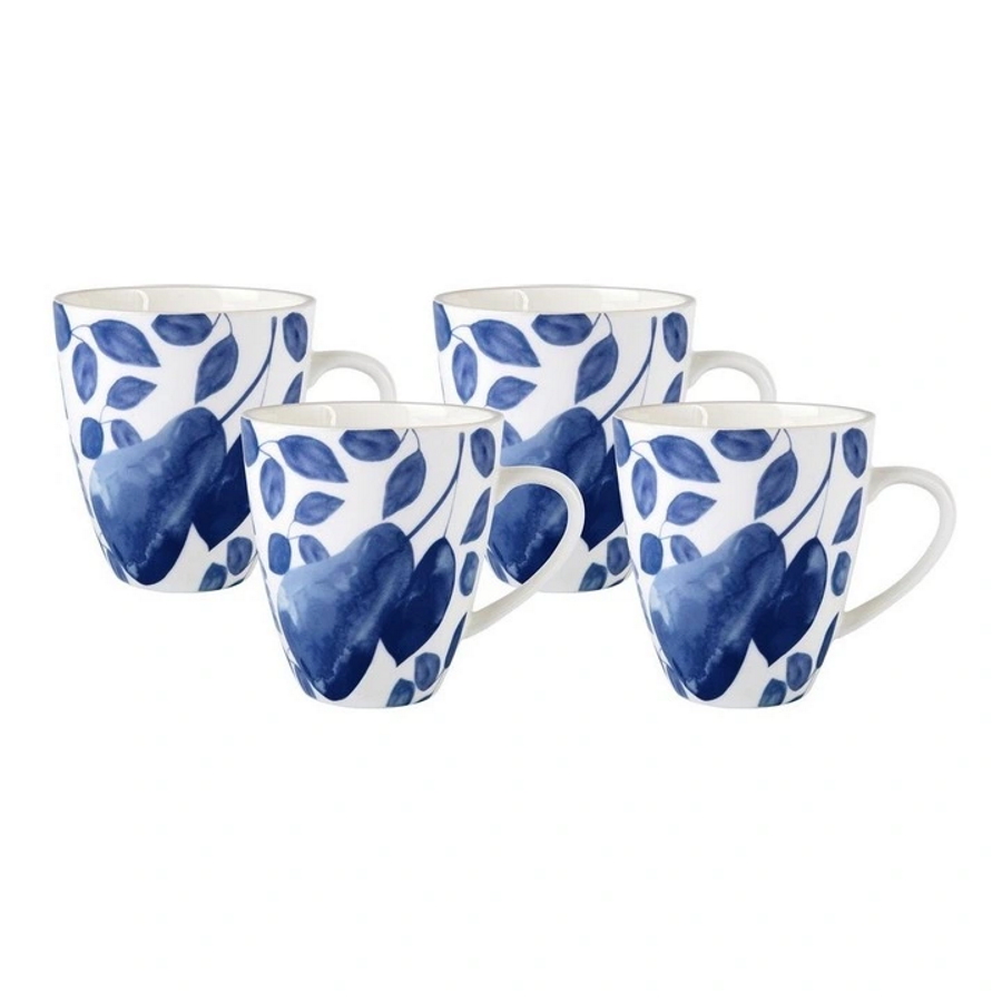 Maxwell & Williams Giverny Coupe Mug Set of 4 350ML Blue Gift Boxed-1