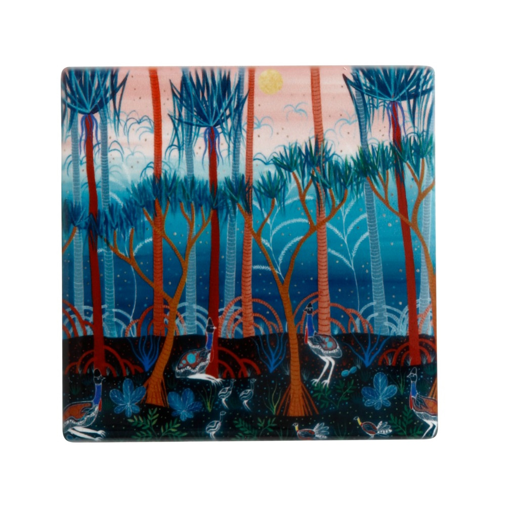 Maxwell & Williams Melanie Hava Jugaig-Bana-Wabu Ceramic Square Coaster 10cm Cassowaries-1