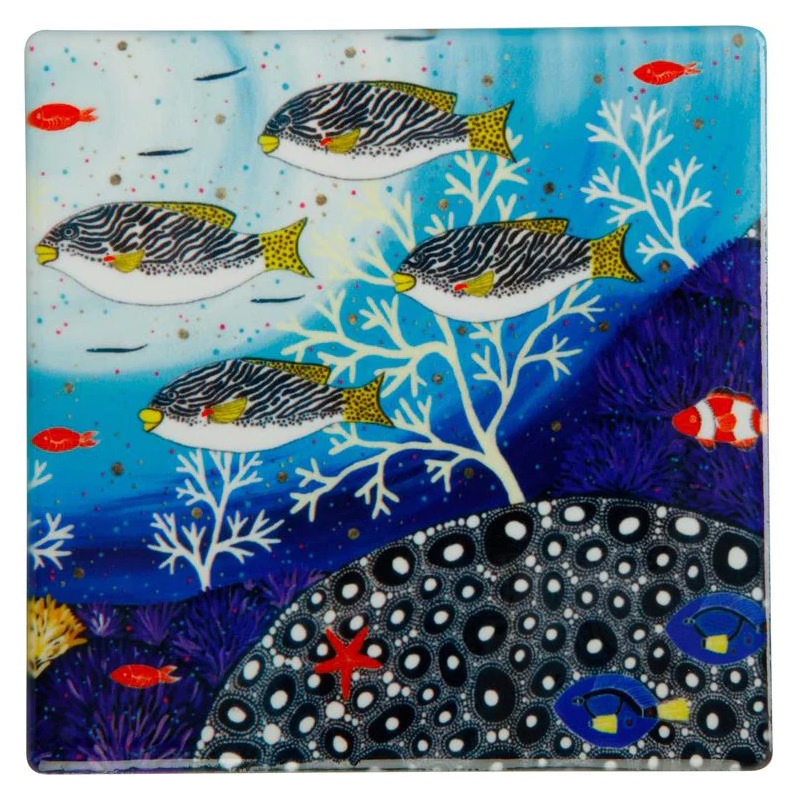 MW Melanie Hava Jugaig-Bana-Wabu Ceramic Square Coaster 10cm Goldman Sweetlips-1