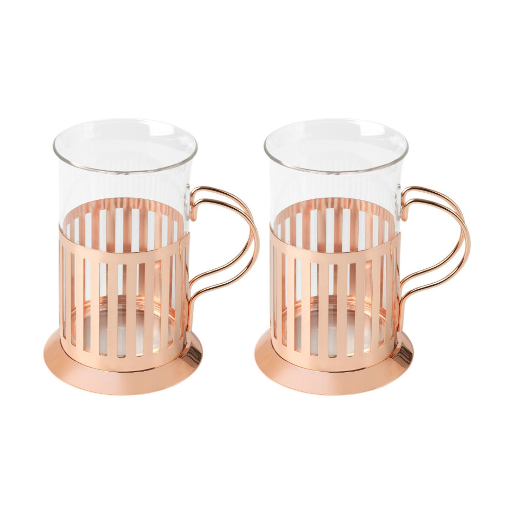 Maxwell & Williams Blend Colombia Glass With Frame 250ML Set of 2 Rose Gold Gift Boxed-3