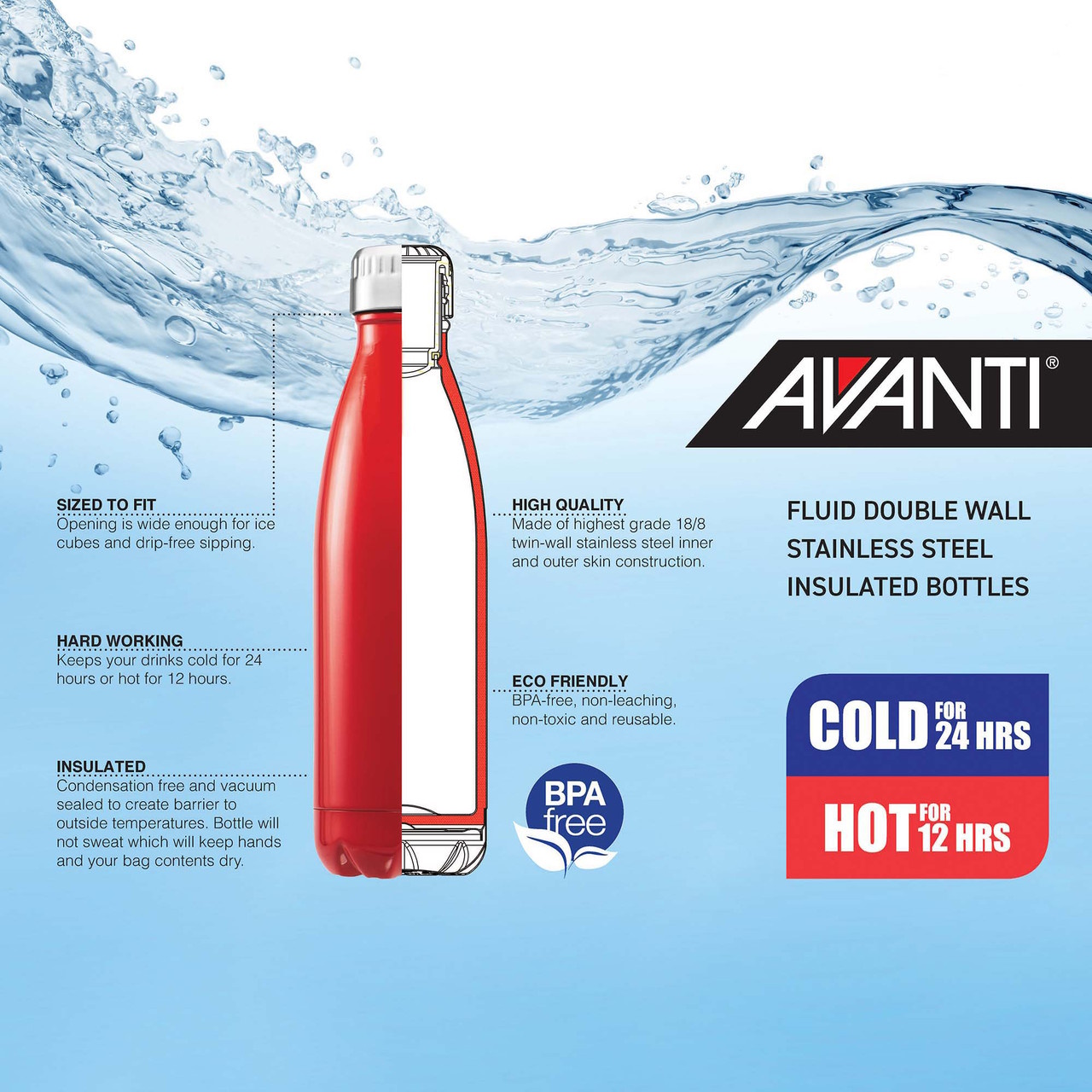 Avanti Fluid Vacuum Bottle 1L - Navy-4