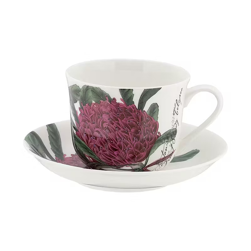 Maxwell & Williams Australian Botanics Breakfast Cup & Saucer 450ML Telopea-1