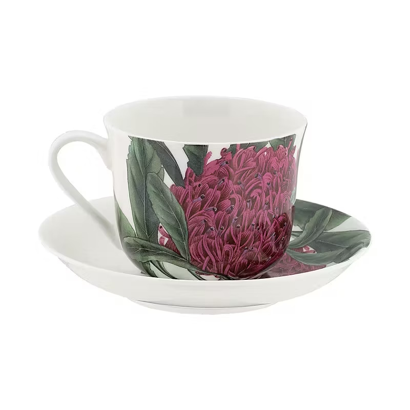 Maxwell & Williams Australian Botanics Breakfast Cup & Saucer 450ML Telopea-2