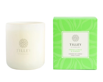 Tilley Classic White Fresh Citrus & Ginger 375g Soy Candle