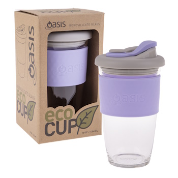 Oasis Borosilicate Glass Eco Cup 16oz-454ml Lilac