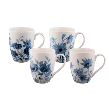Bundanoon Coupe Mug Set of 4- GARDEN BLUES