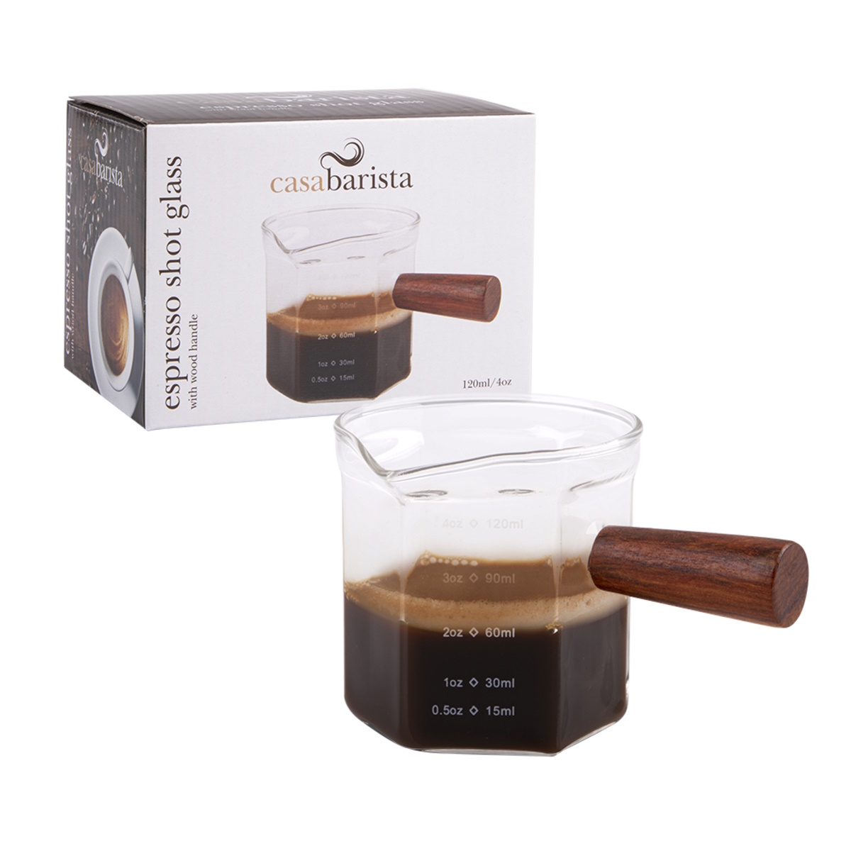 Casabarista Espresso Shot Glass With Wood Handle 120ml 4oz-1