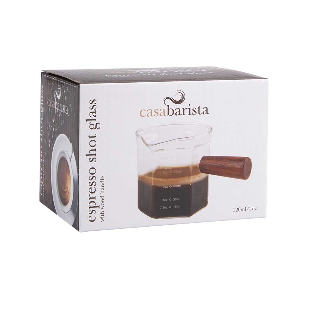 Casabarista Espresso Shot Glass With Wood Handle 120ml 4oz-3