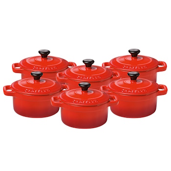 Chasseur La Cuisson Mini Cocotte 10cm Set of 6 Inferno Red