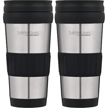 Thermos THERMOcafe 420mL Travel Tumblers 2-Pack - Black/Silver