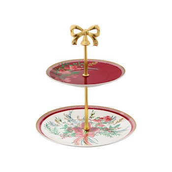 Maxwell & Williams Festive Flora 2 Tiered Cake Stand 20&15cm Gift Boxed