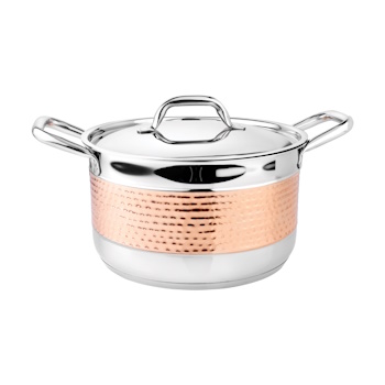 Embassy 20 cms Wonder Sauce-Pot Copper Hammered With Lid 