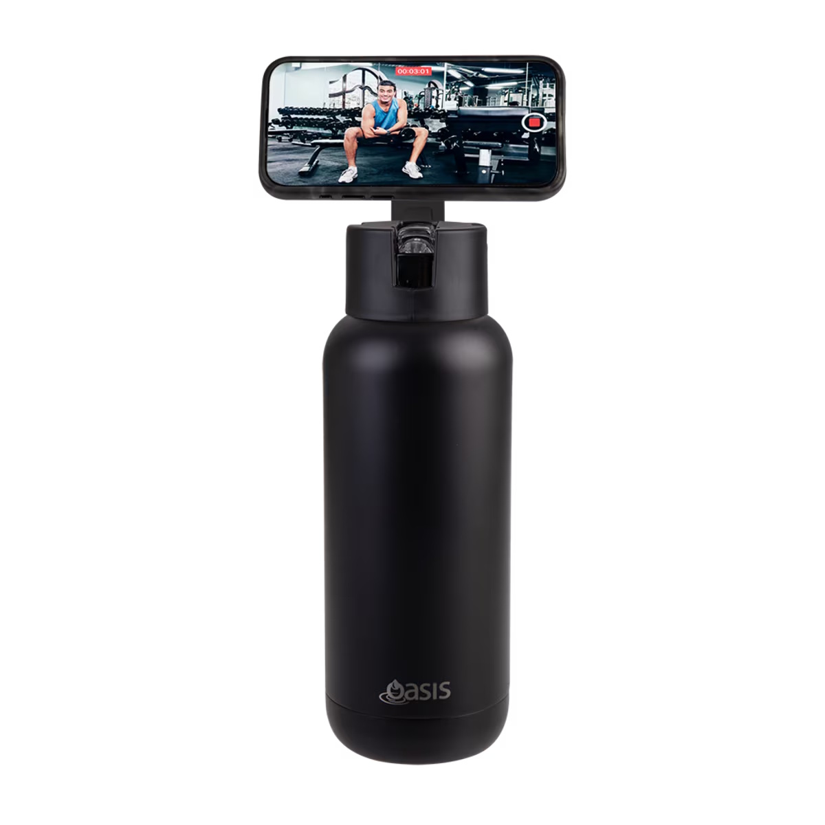 Oasis Mag-grip Ceramic Lined Stainless Steel Triple Wall Insulated Moda Drink Bottle 1l Black-1