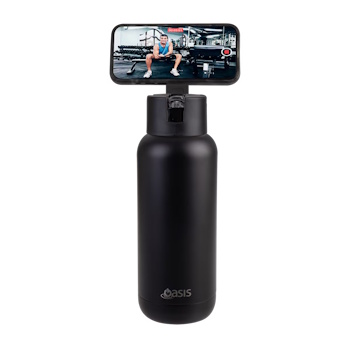 Oasis Mag-grip Ceramic Lined Stainless Steel Triple Wall Insulated Moda Drink Bottle 1l Black