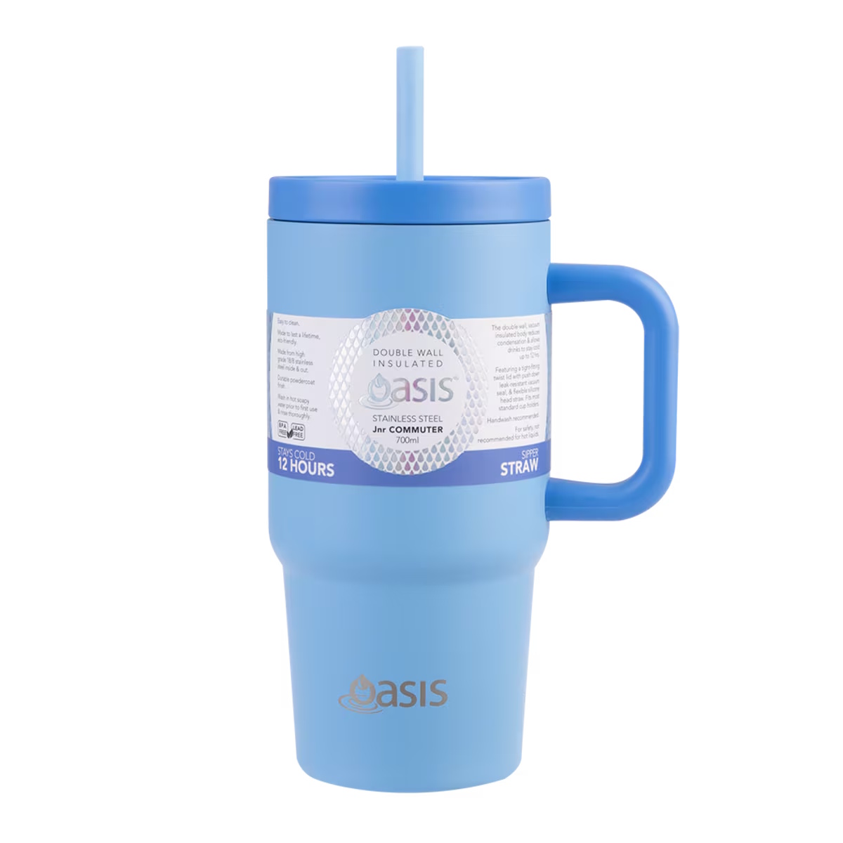 Oasis Stainless Steel Double Wall Insulated Jnr Commuter Travel Tumbler 700ml Blue-3