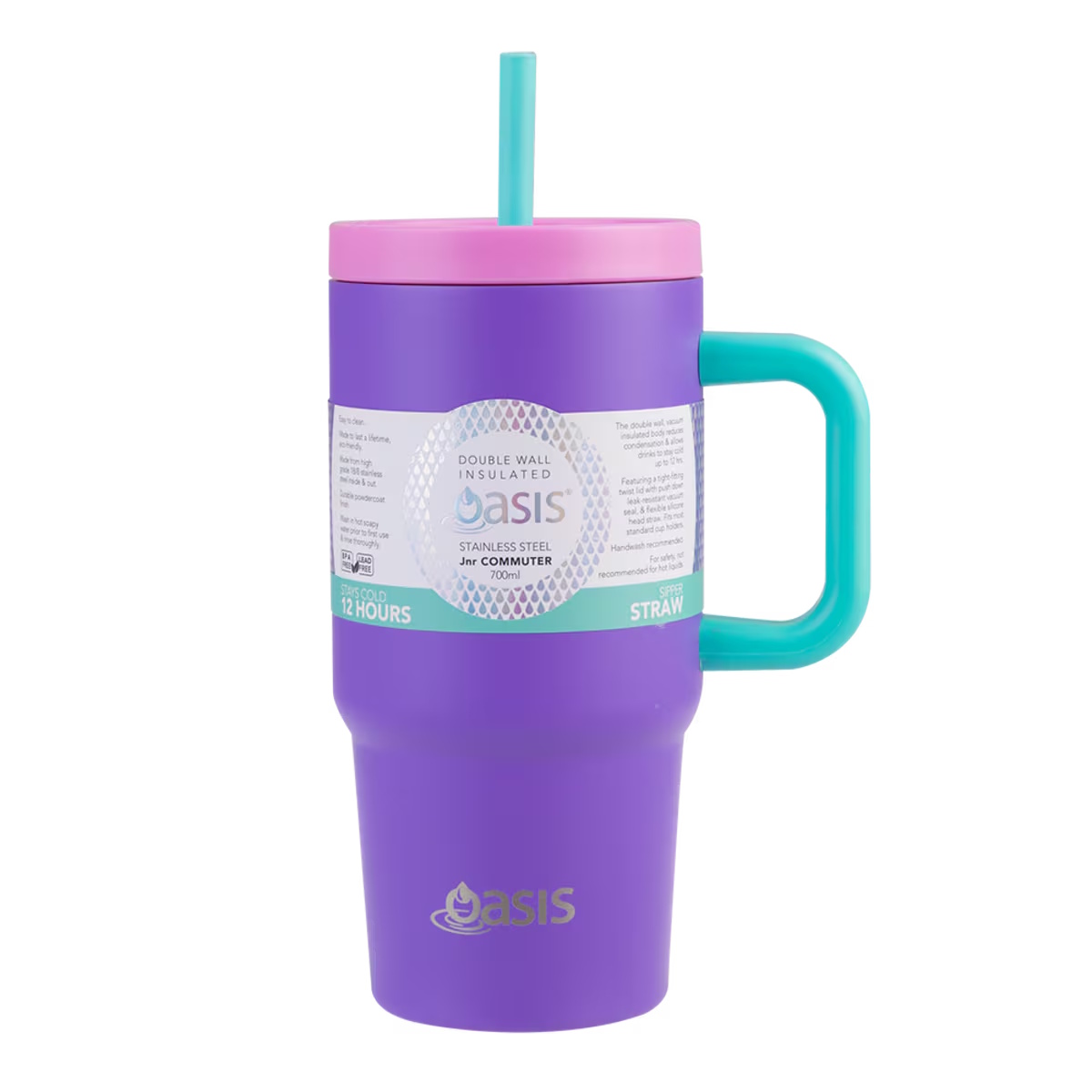 Oasis Stainless Steel Double Wall Insulated Jnr Commuter Travel Tumbler 700ml Mermaid Purple-3