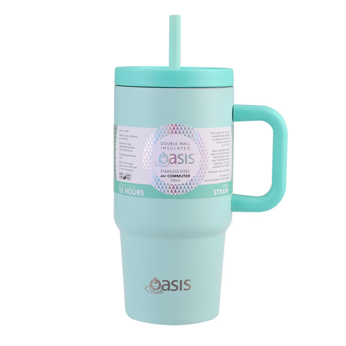 Oasis Stainless Steel Double Wall Insulated Jnr Commuter Travel Tumbler 700ml Mint-3