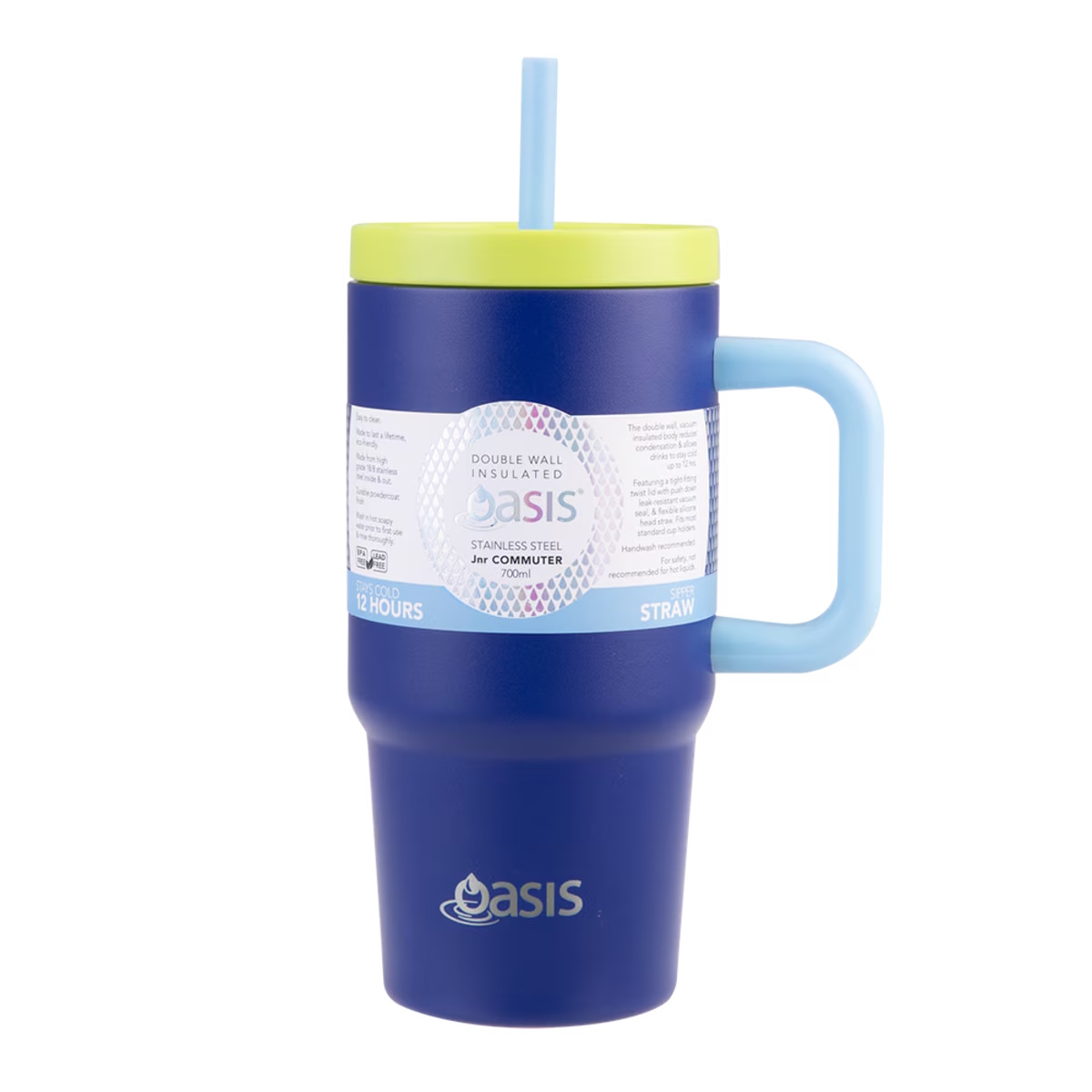 Oasis Stainless Steel Double Wall Insulated Jnr Commuter Travel Tumbler 700ml Peacock Blue-3