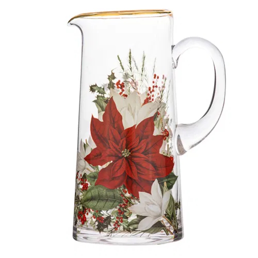 Ashdene Poinsettia Glass Jug-1