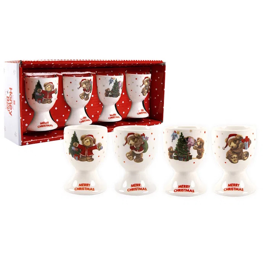 Ashdene Honey Pot Bear Xmas Set Of 4 Egg Cup-1