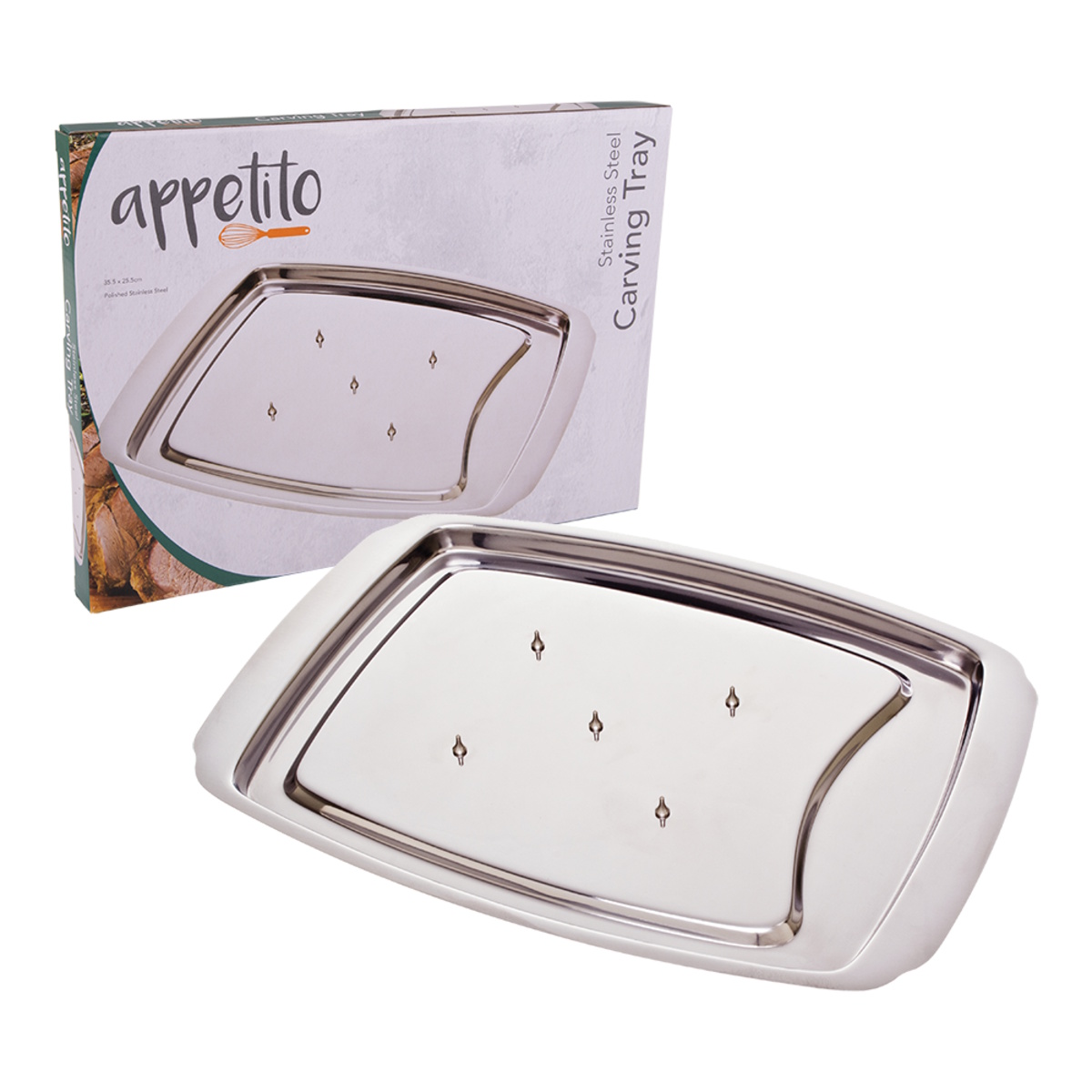 Appetito Stainless Steel Spike Carving Tray-1