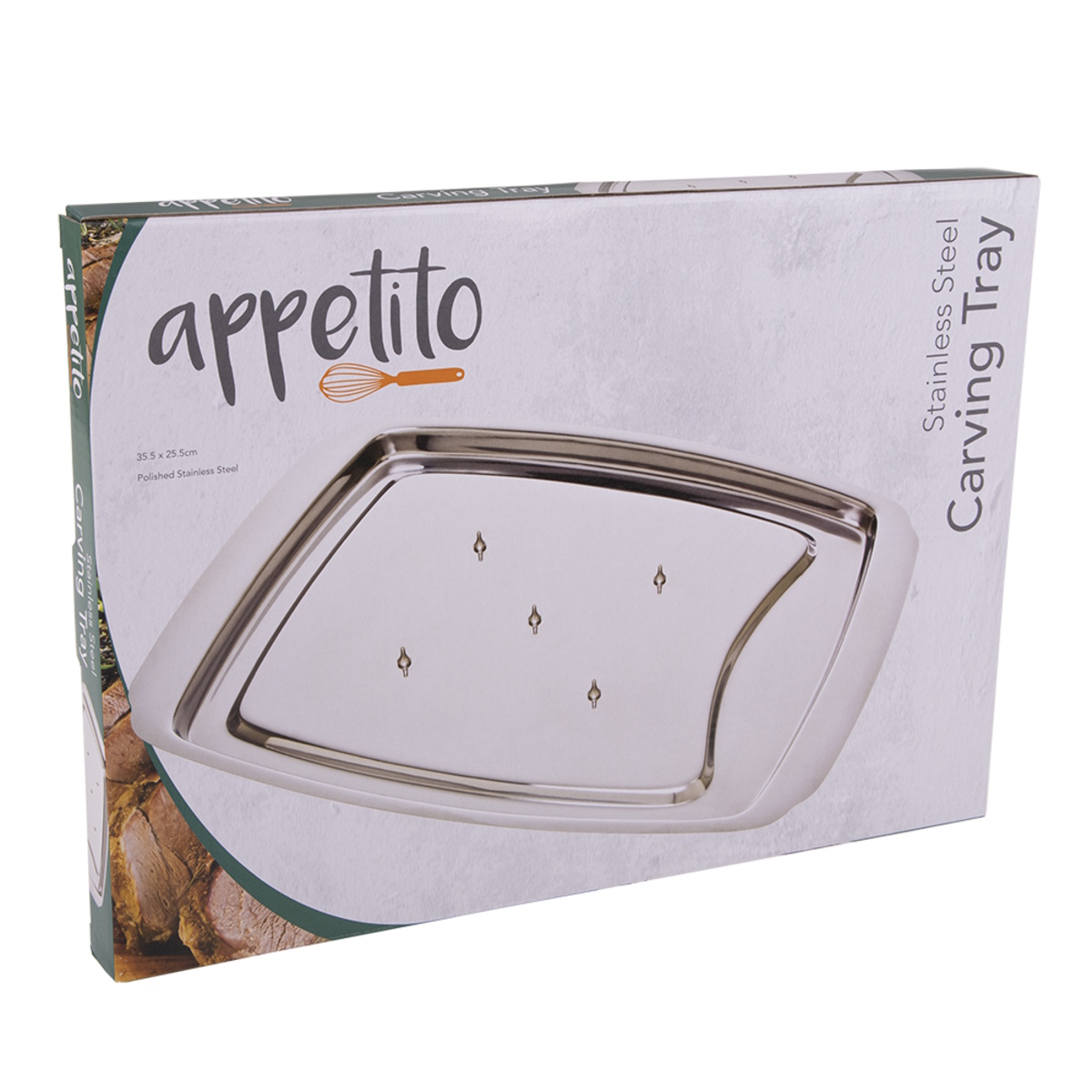 Appetito Stainless Steel Spike Carving Tray-3