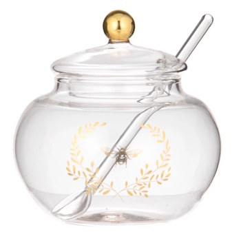 Ashdene Elegant Bee Glass Sugar Bowl With Spoon