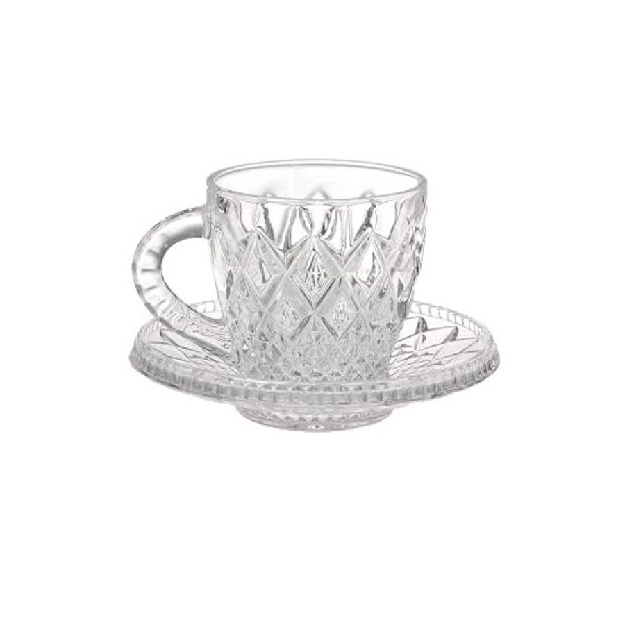 Bohemia Crystal Diamond Coffee Tea Set 2+2pc set-1