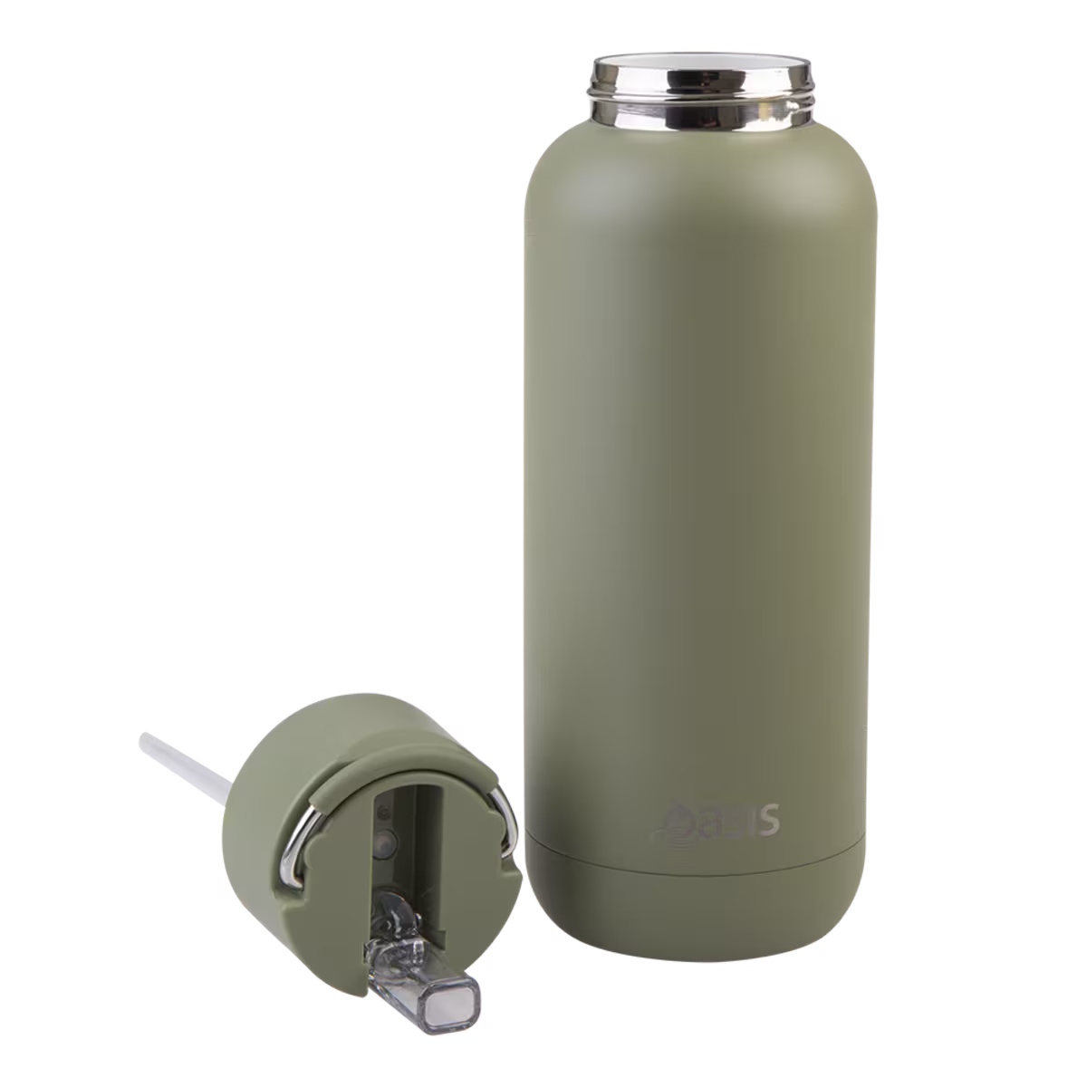 Oasis Moda Ceramic Lined Stainless Steel Triple Wall Insulated Drink Bottle 1l - Olive Green-3