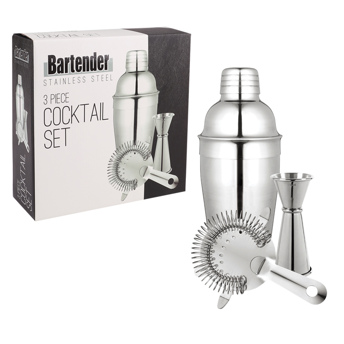 Bartender 3 Piece Stainless Steel Cocktail Set-1