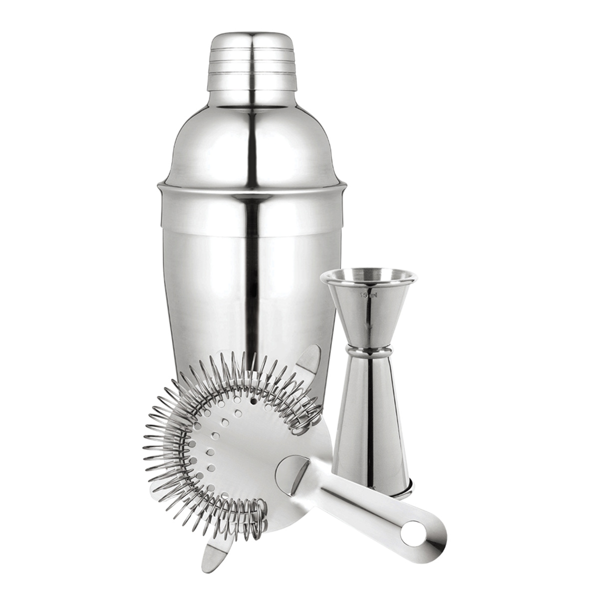 Bartender 3 Piece Stainless Steel Cocktail Set