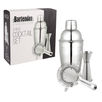 Bartender 3 Piece Stainless Steel Cocktail Set