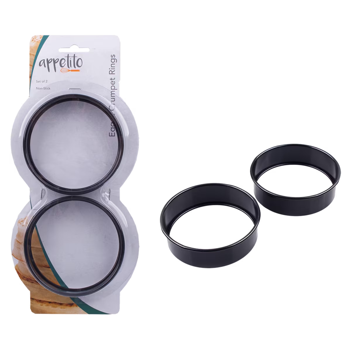 Appetito Non Stick Egg/Crumpet Rings - Set of 2-1