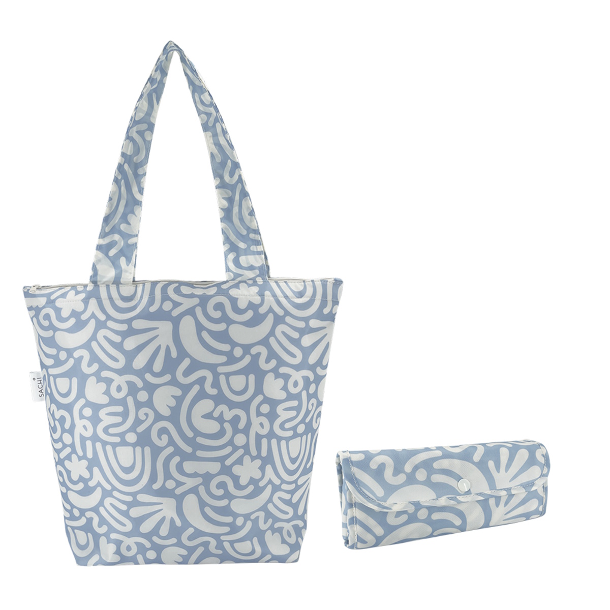 Sachi Insulated Market Tote - Blue Squiggles-1